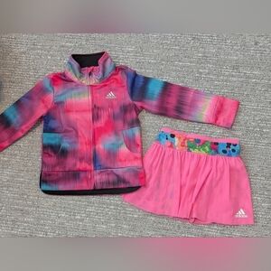 Adidas Girls (Size 2T) Track Zip-Up Jacket & Skort (Skirt/Shorts)